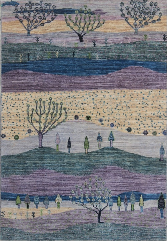 Serene Landscape Woolen Gabbeh Rug 100SK113 - 5 X 6