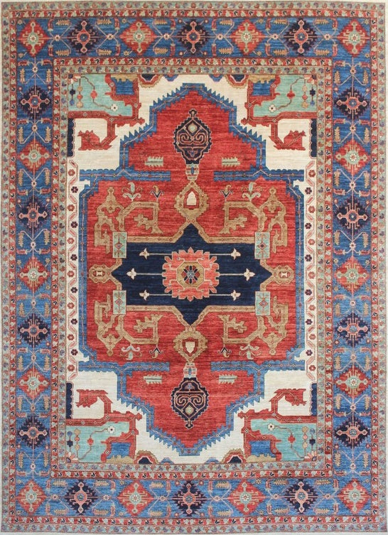 Elegance in Tradition: Vibrant Woolen Rug 102SK166 - 9 X 12