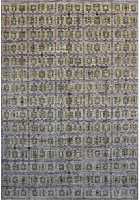 Elegant Geometric Wool Rug 102SK322 - 8 X 12