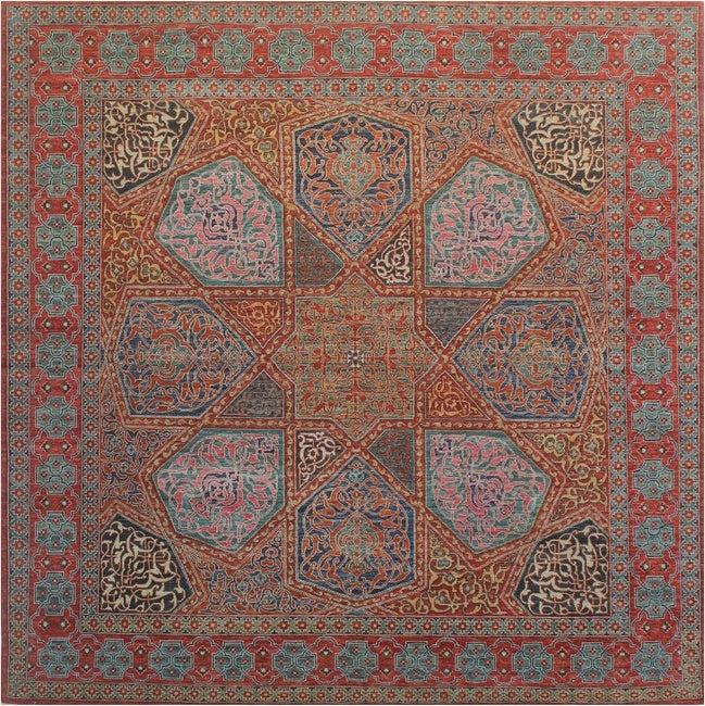 Elegance of Tradition: Exquisite Woolen Rug 102SK343 - 9 X 9