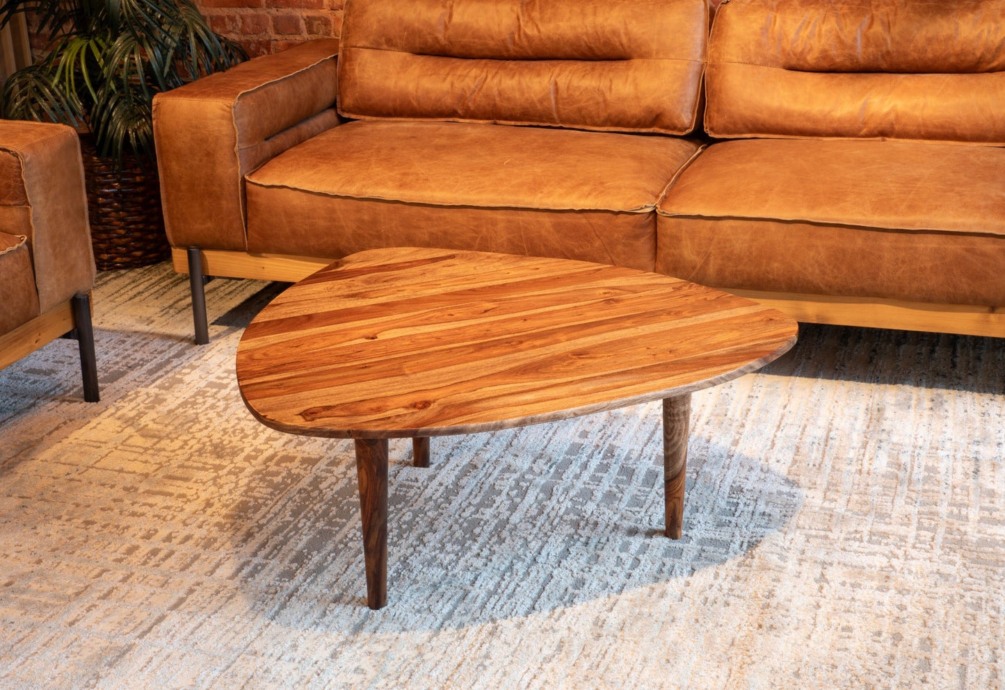 37" Natural Sheesham Wood Coffee Table