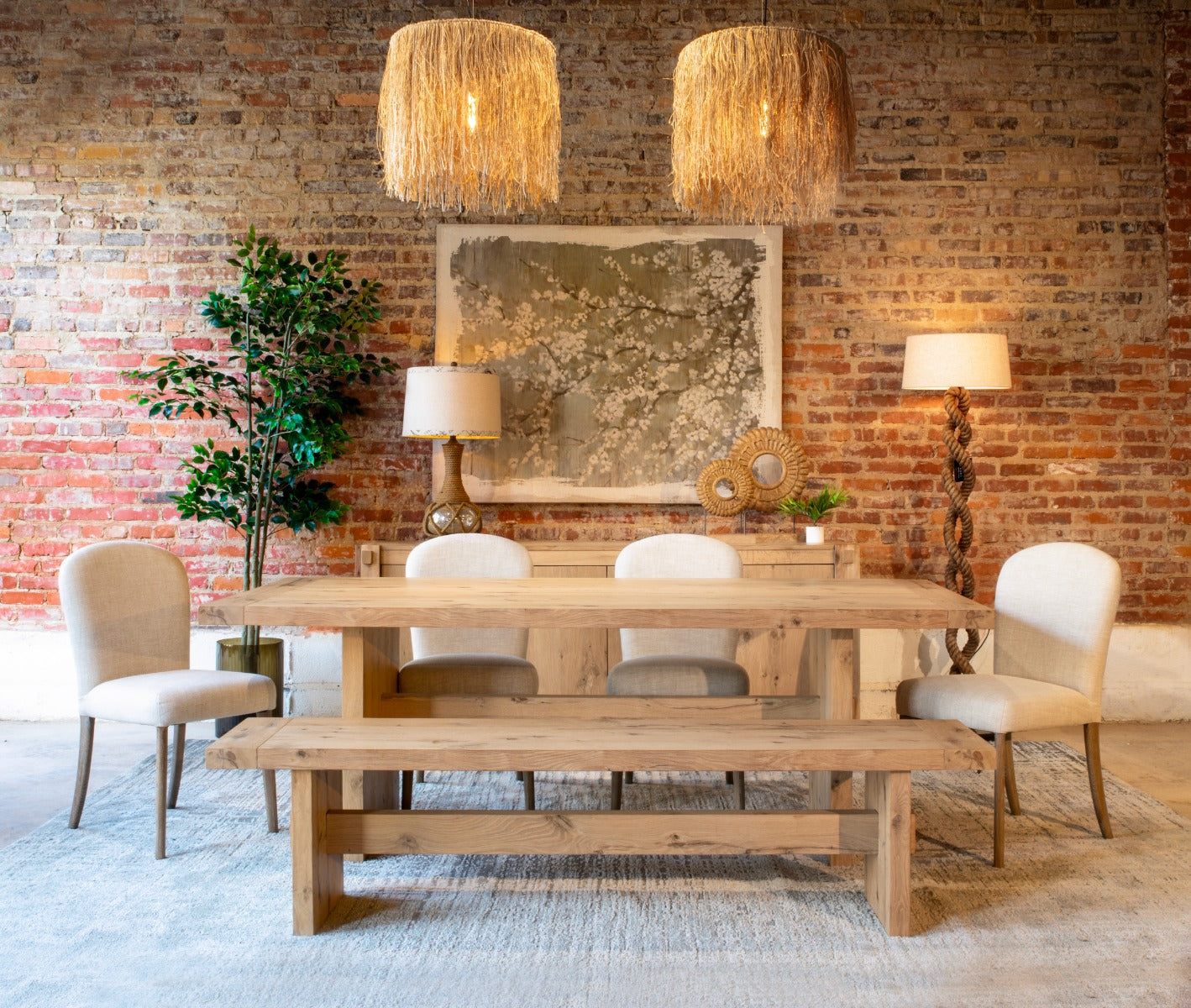 74" Natural Distressed Oak Wood Bench