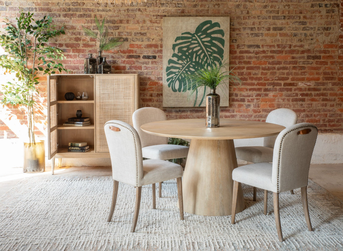 54" Natural White Mango Wood Round Table