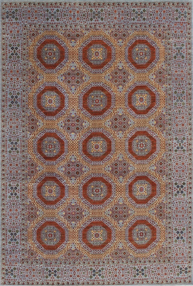 Elegance in Tradition: Woolen Geometric Masterpiece 86SK128 - 8 X 12
