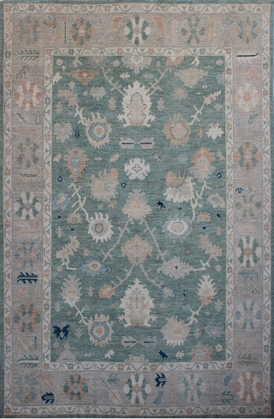 Elegant Sage Oushak Woolen Rug 90SK1016 - 11 X 14