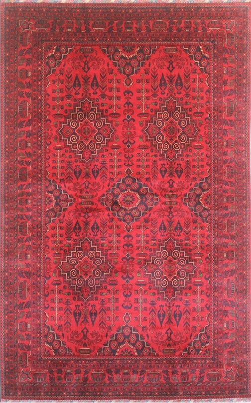 Elegant Red Woolen Masterpiece Rug 90SK879 - 7 X 10