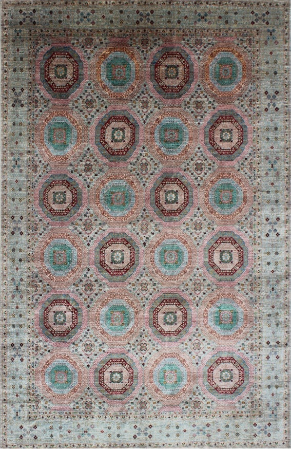 Elegant Symmetry: Classic Woolen Rug 93SK385 - 11 X 14