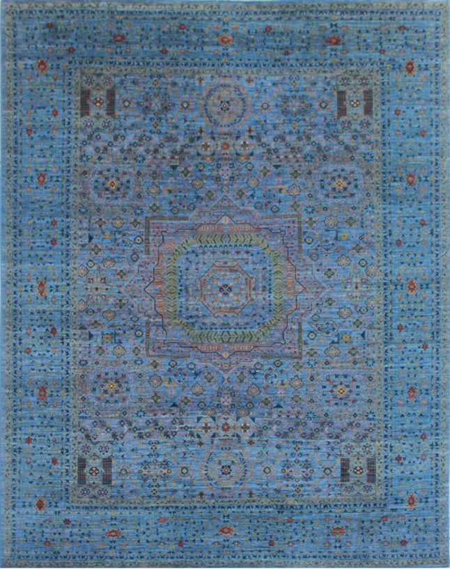 Elegant Blue Traditional Woolen Rug 93SK388 - 8 X 10