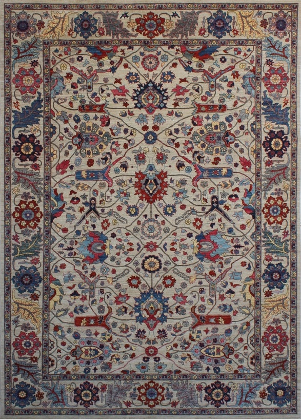 Timeless Elegance: Traditional Floral Wool Rug 93SK43 - 10 X 14