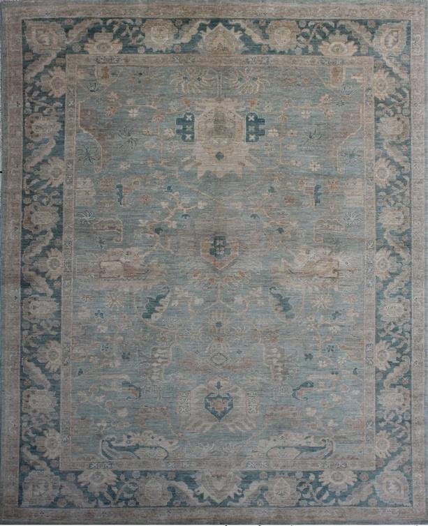 Elegant Azure Oushak Woolen Rug 93SK474 - 8 X 10
