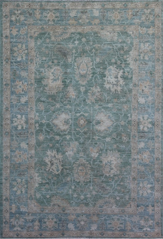Elegance Redefined: Classic Oushak Woolen Rug 93SK511 - 5 X 6