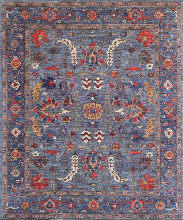 Majestic Blue & Red Woolen Rug: A Timeless Classic 93SK81 - 9 X 10