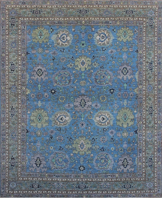 Serenity in Blue: Luxurious Woolen Rug 93SK962 - 9 X 10