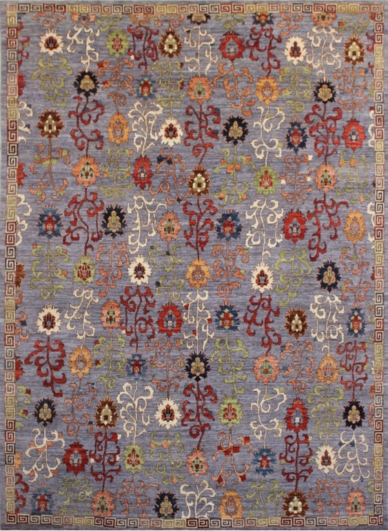 Exquisite Floral Symphony Woolen Rug 94SK1345 - 9 X 12