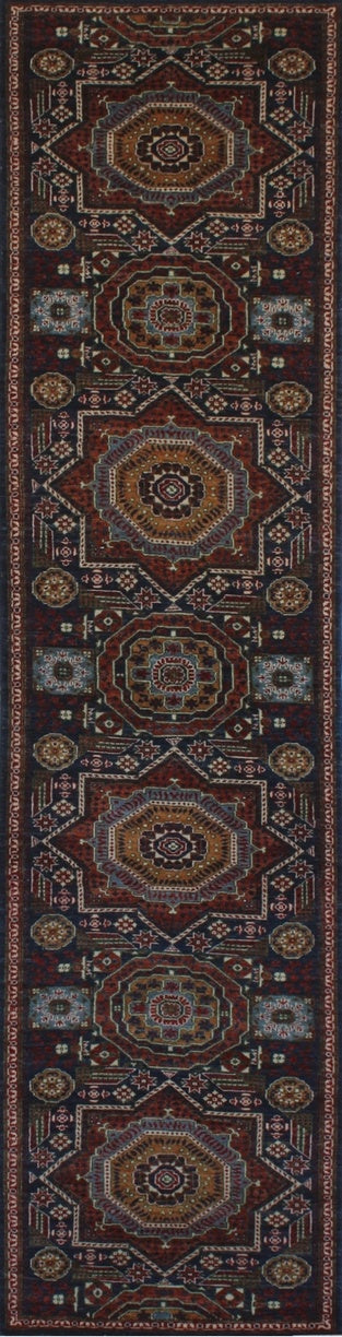 Majestic Heritage: Traditional Woolen Runner Rug 94SK297 - 2 X 13