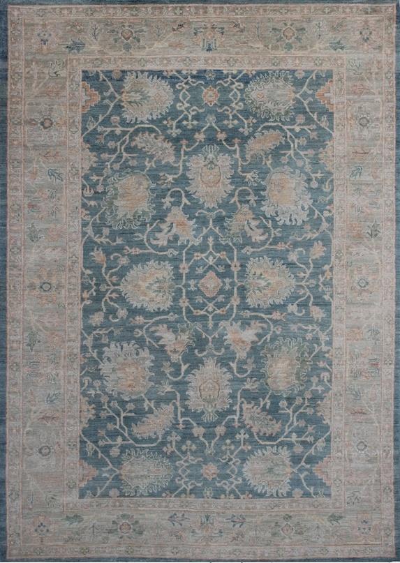 Elegant Blue Oasis Woolen Rug 94SK365 - 7 X 9