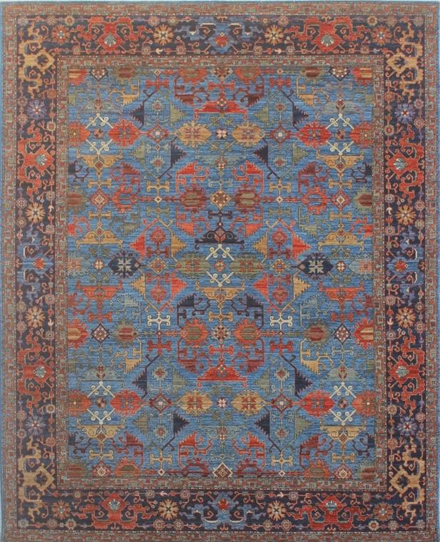 Elegant and Timeless Geometric Woolen Rug 94SK617 - 8 X 10