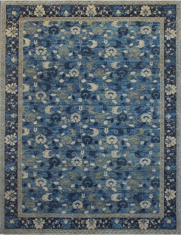 Elegant Sapphire Bloom Woolen Rug 94SK646 - 10 X 12