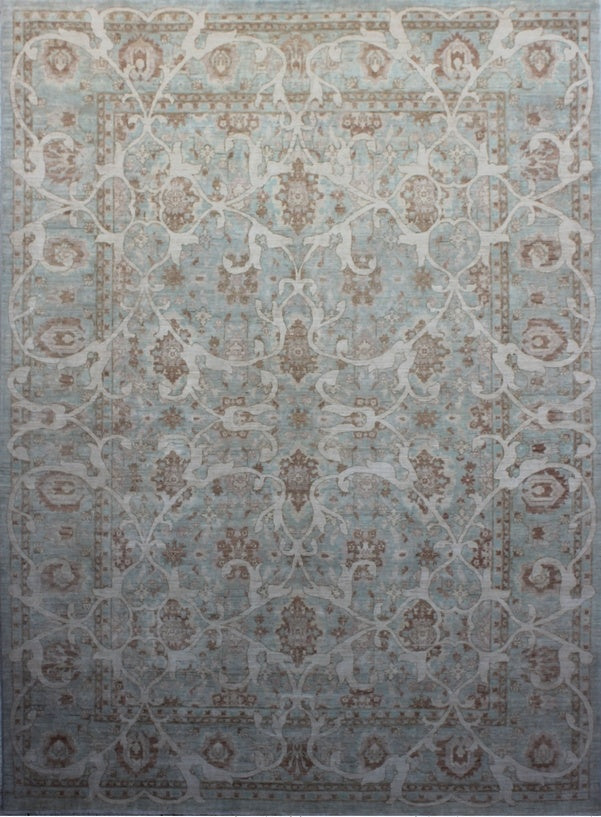 Elegant Silver Wash Woolen Rug 94SK985 - 8 X 12
