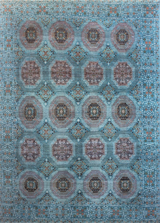 Elegant Octagonal Woolen Rug 94SK990 - 8 X 12