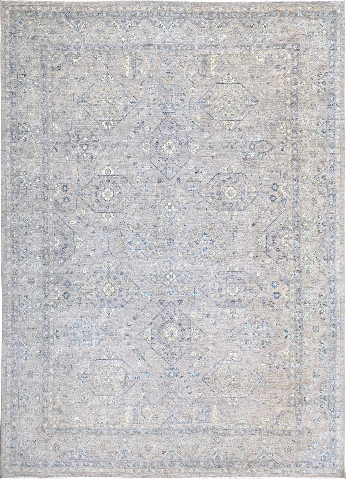 Elegance in Wool: Classic Blue & Gray Rug 96SK3 - 10 X 14