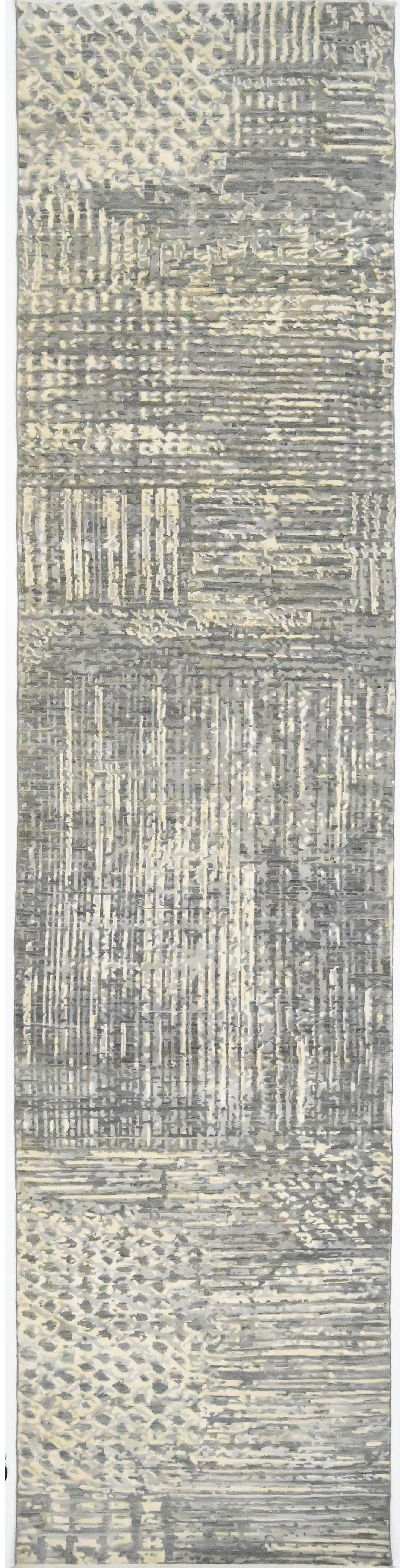Elegant Abstract Woolen Runner Rug 97SK96 - 2 X 12