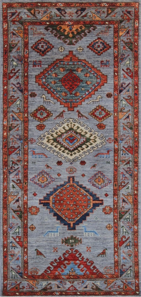 Elegant Traditional Geometric Woolen Rug 98SK310 - 3 X 6