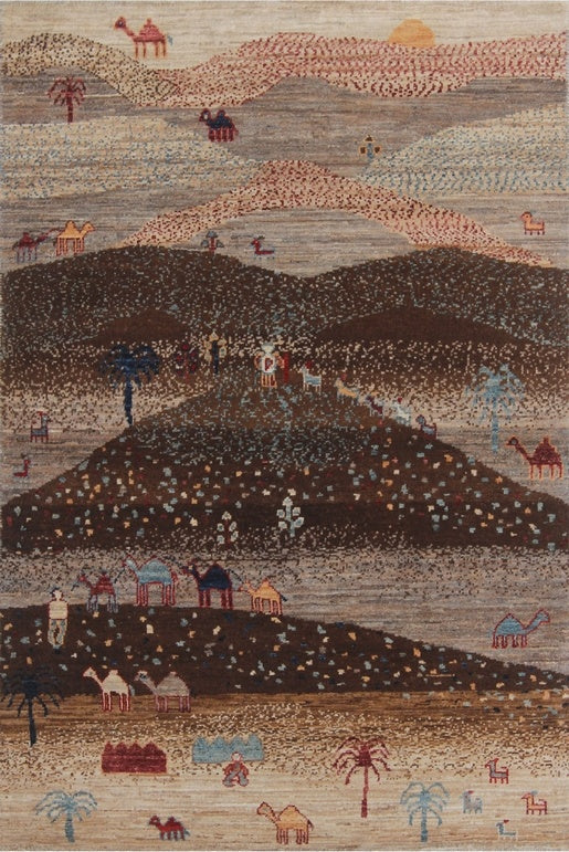 Elegant Desert Journey Wool Rug 98SK460 - 4 X 5