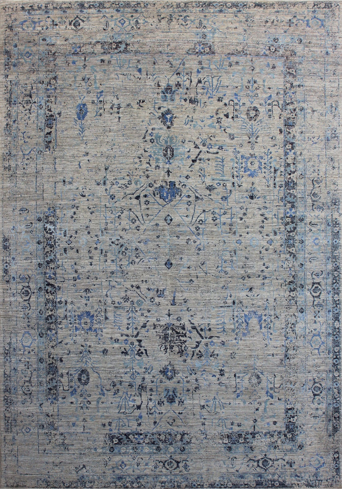 Elegant Traditional Woolen Rug in Soothing Blues 98SK527 - 8 X 12