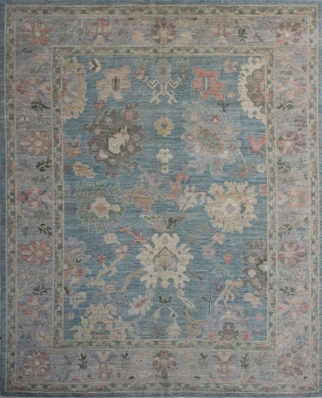 Elegant Blue Oushak Woolen Rug 99SK341 - 9 X 10
