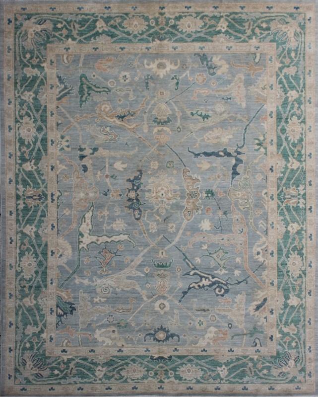 Timeless Elegance: Hand-Knotted Oushak Wool Rug 99SK357 - 9 X 10