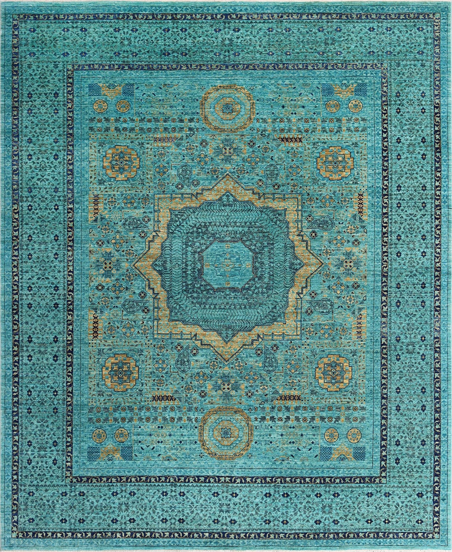 Timeless Turquoise Elegance Wool Rug 99SK404 - 8 X 10