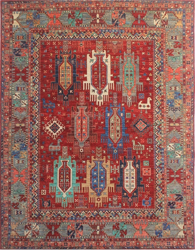 Classic Elegance: Vibrant Traditional Woolen Rug 99SK458 - 7 X 10