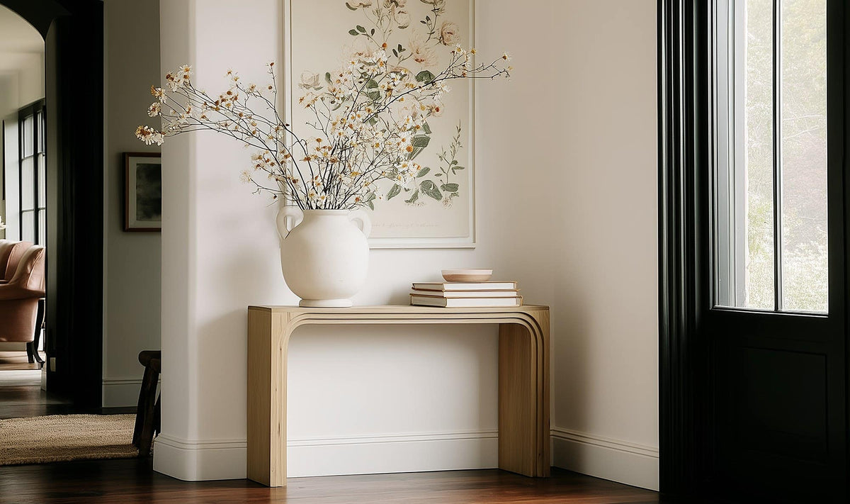 43" Natural Solid Oak Console Table