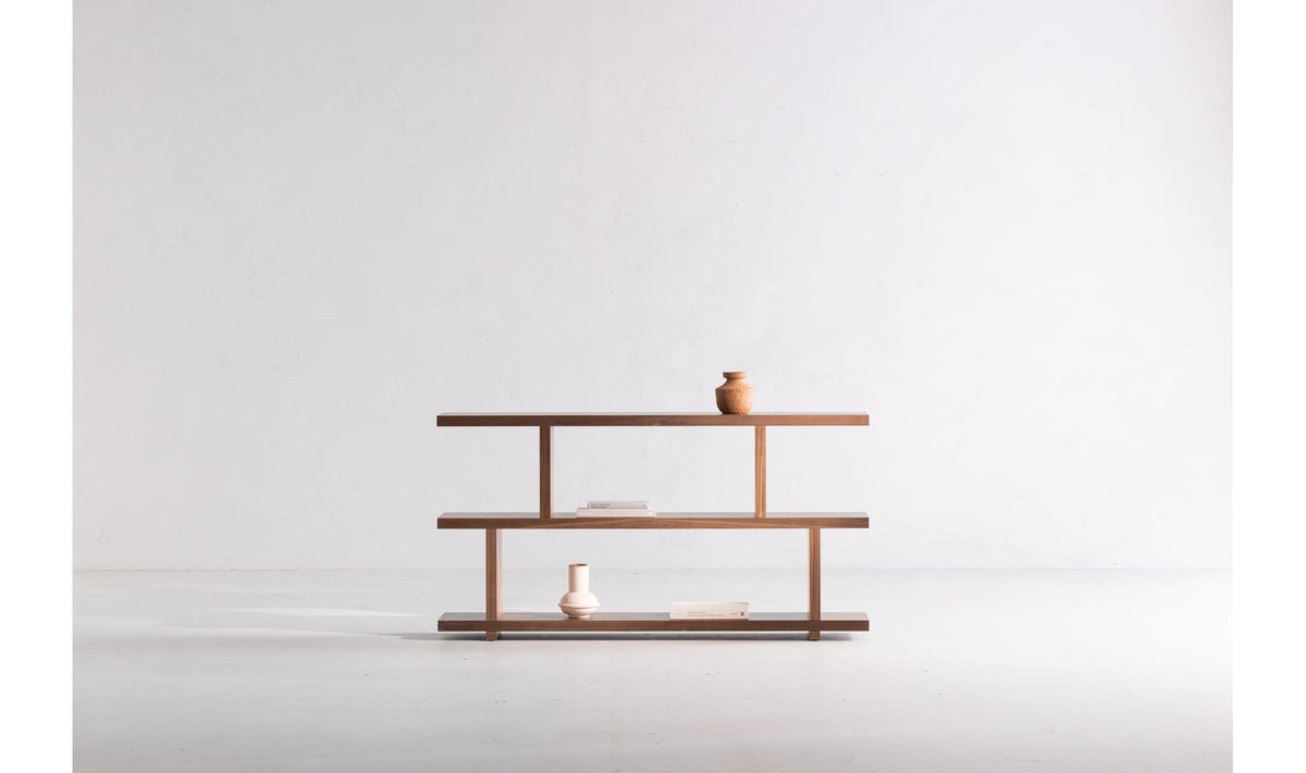 63" Brown Walnut Small Shelving Unit