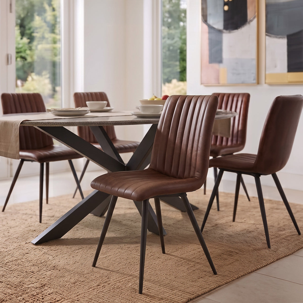 19" Dining Chair in Hand Washed Chestnut Leather