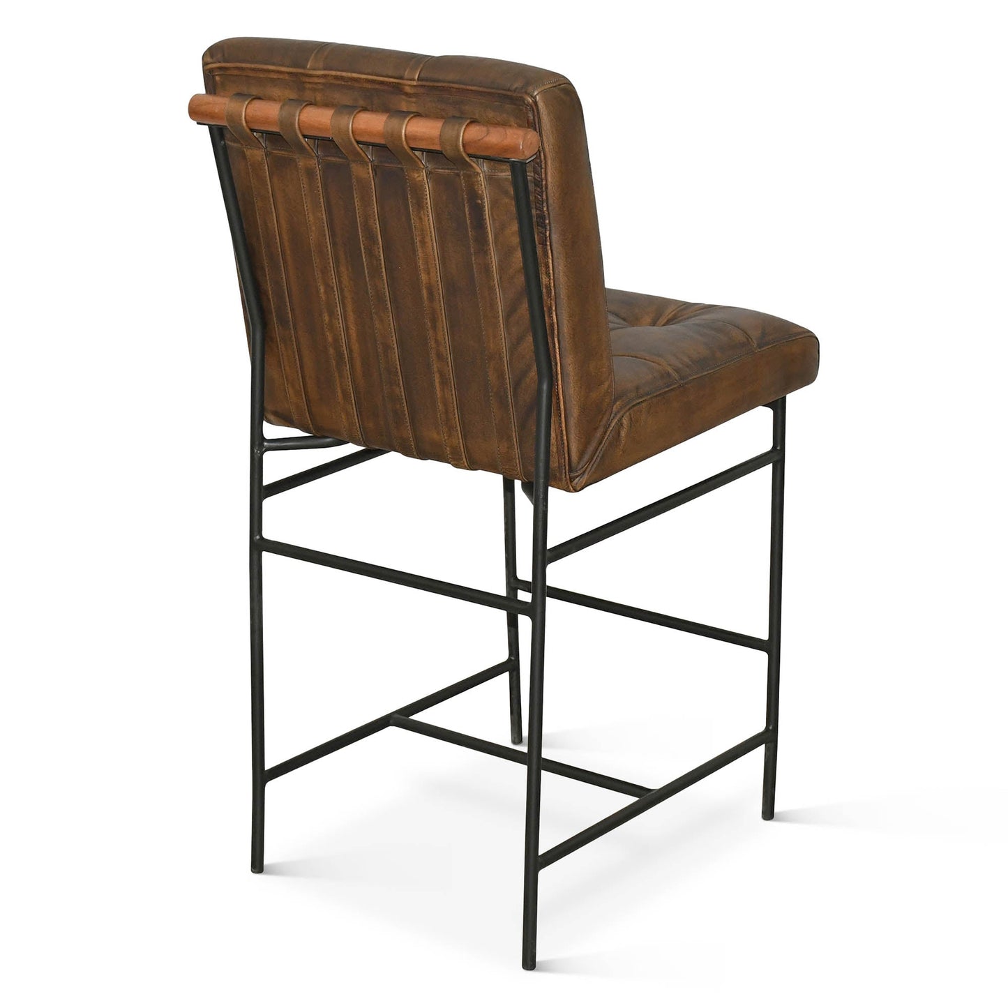 19" Antique Whiskey Leather Counter Chair