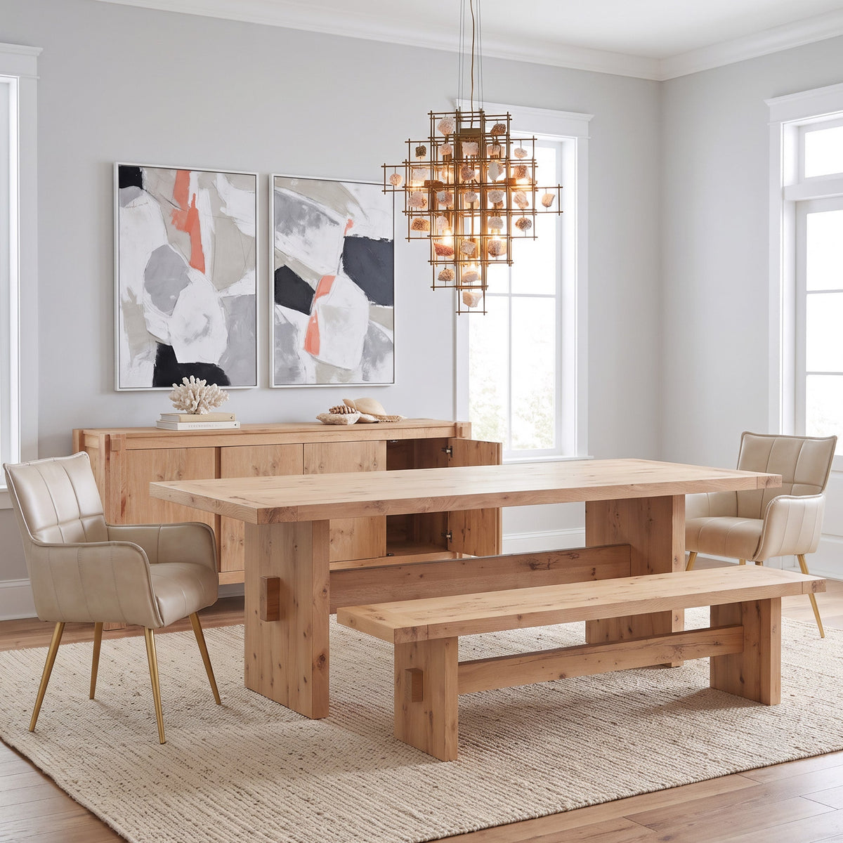 85" Natural Distressed Oak Dining Table