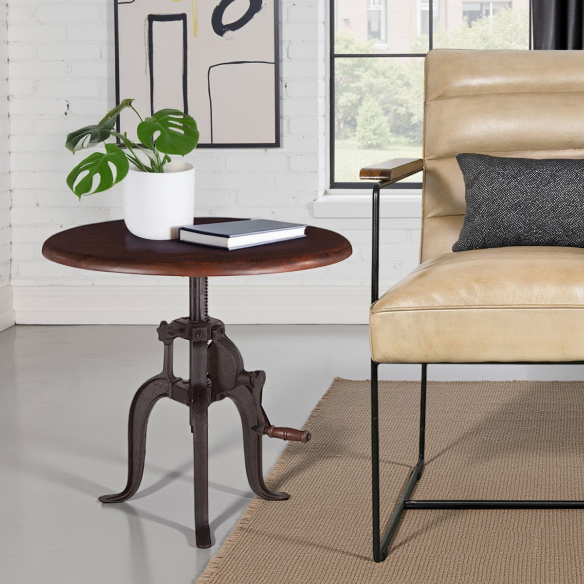 24" Walnut Adjustable Side Table