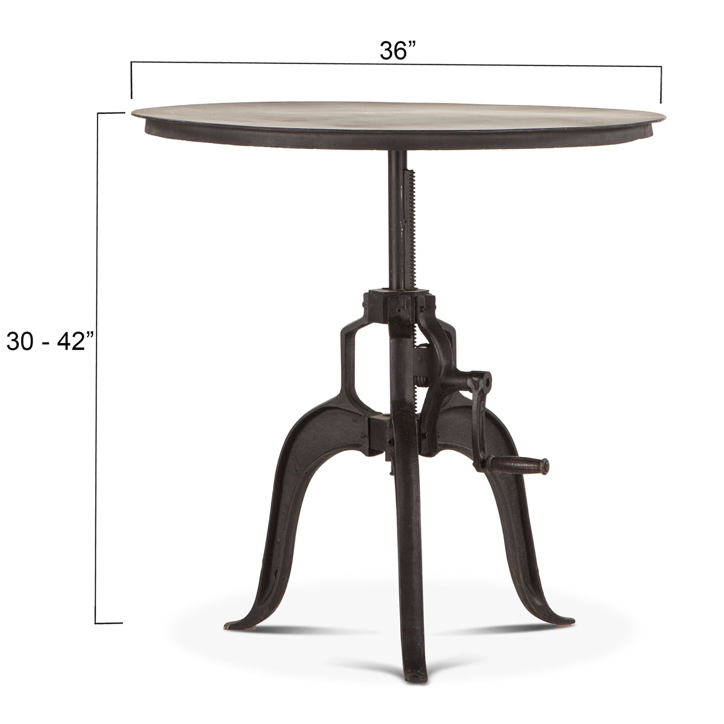 36" Matte Black Adjustable Side Table