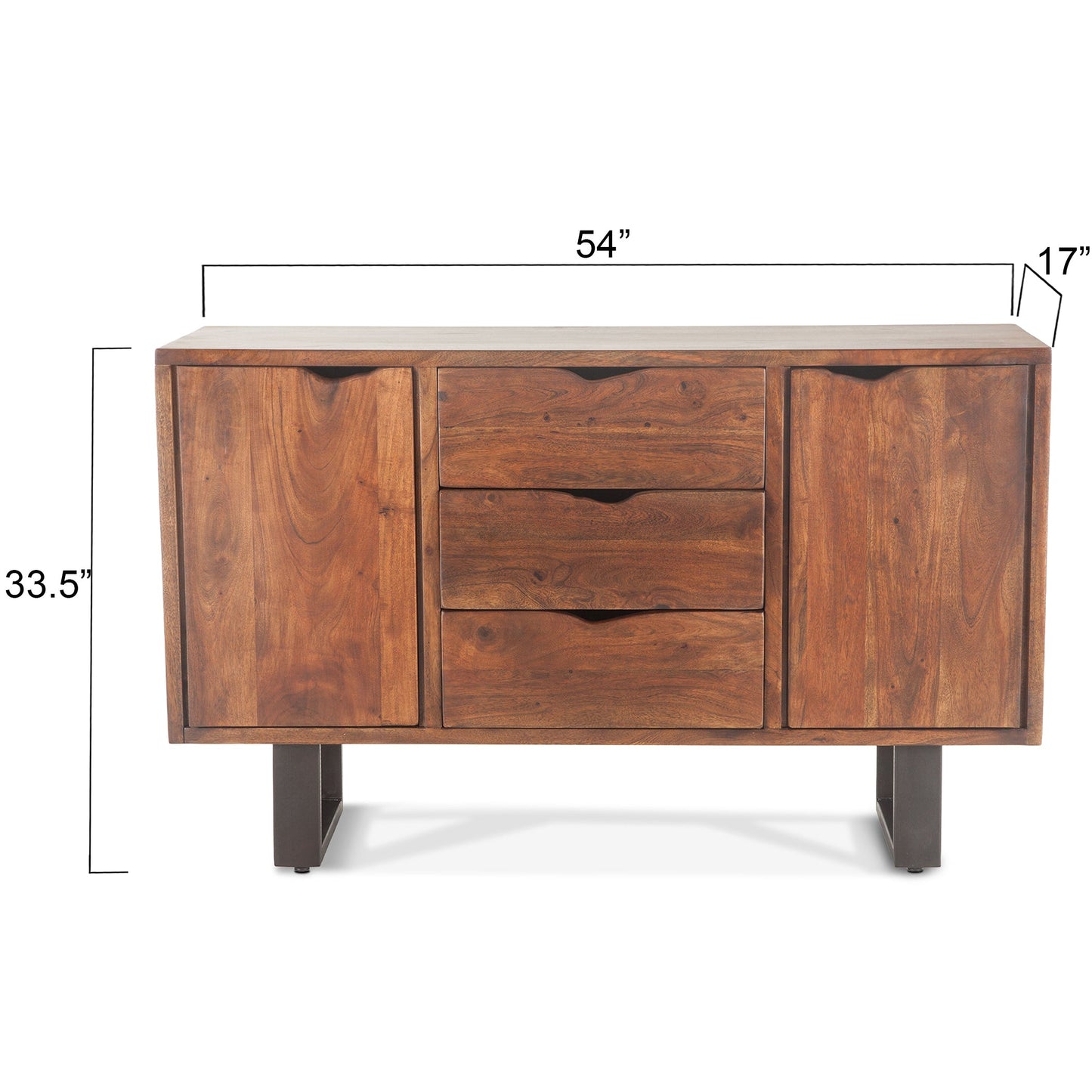 54" Walnut Acacia Wood Sideboard