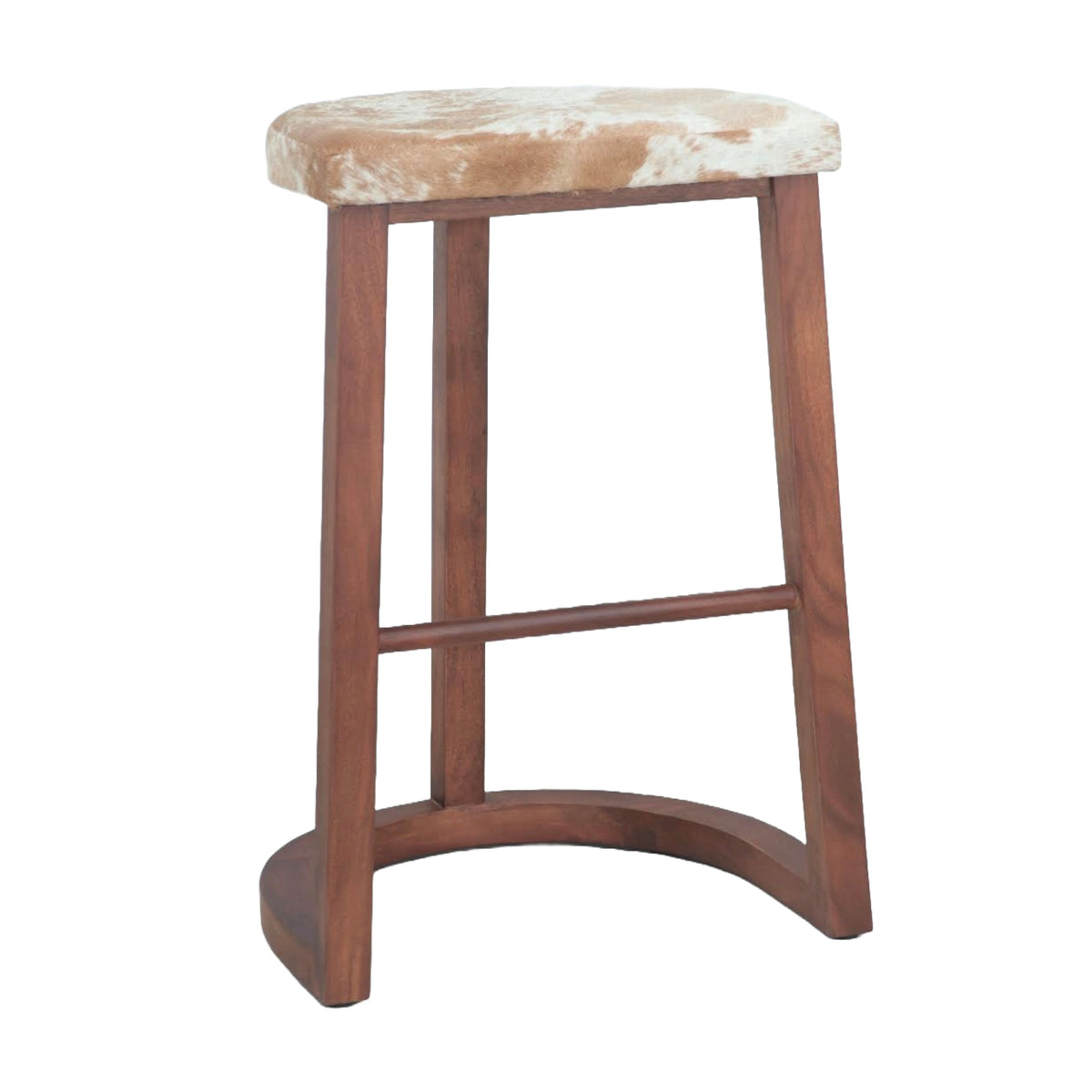 17.5" Brown Hair on Hide and Walnut Stool