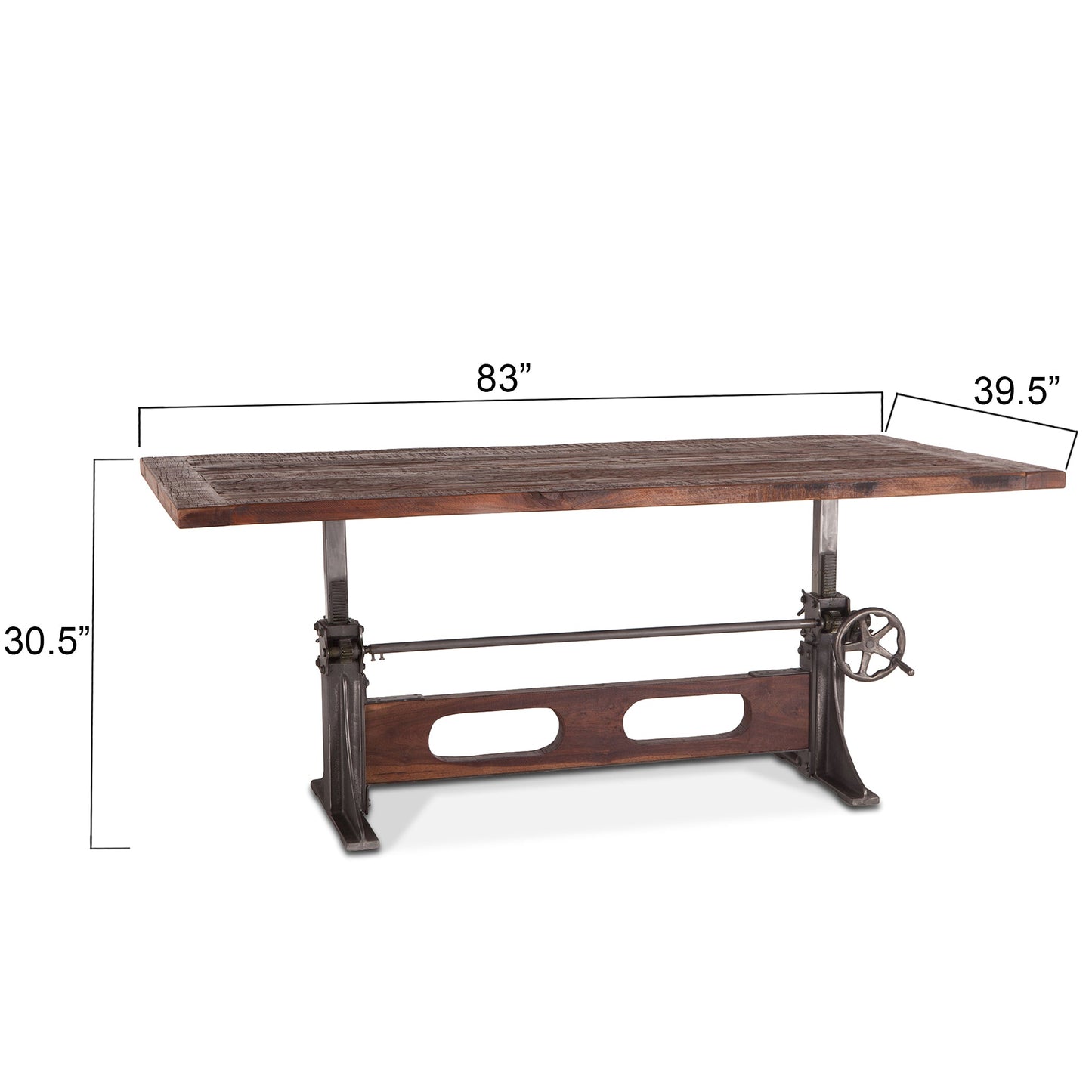 83" Reclaimed Teak Adjustable Dining Table