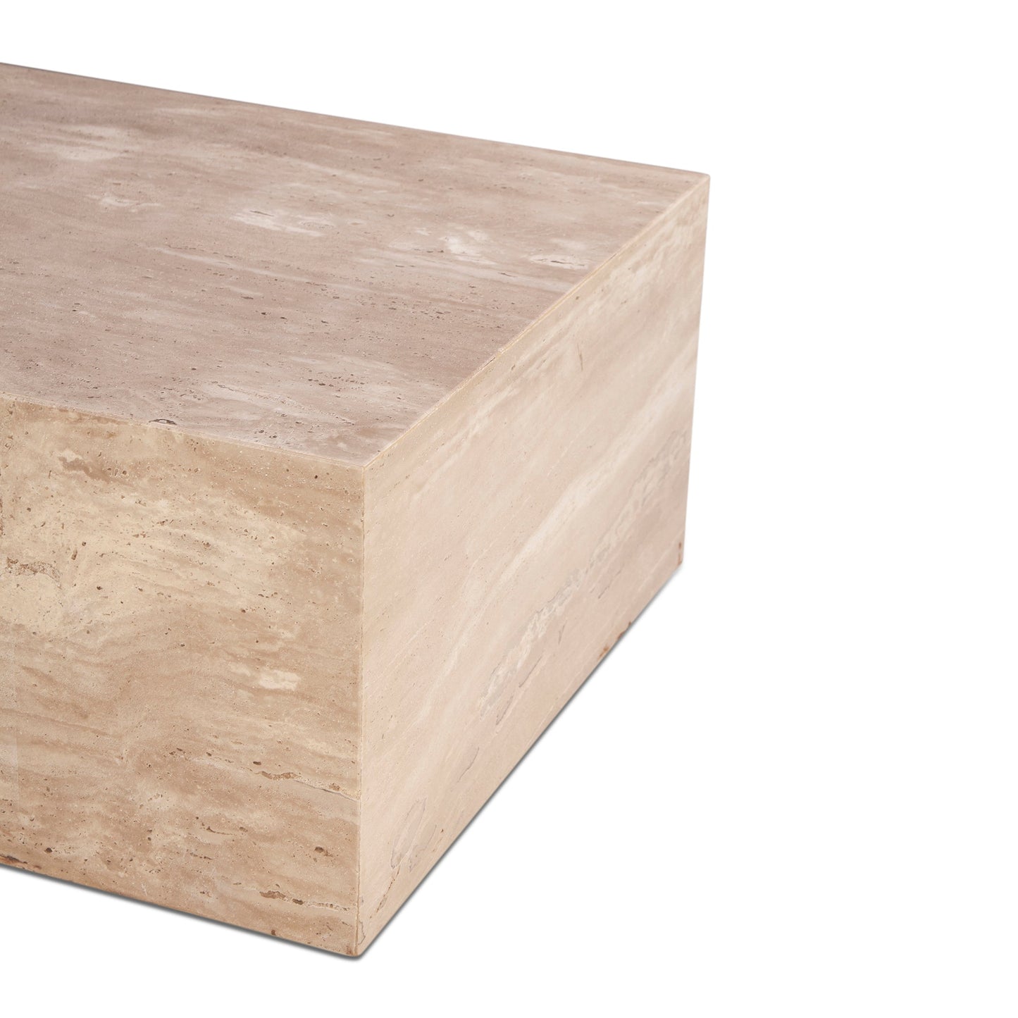 50" Travertine Stone Drum Coffee Table