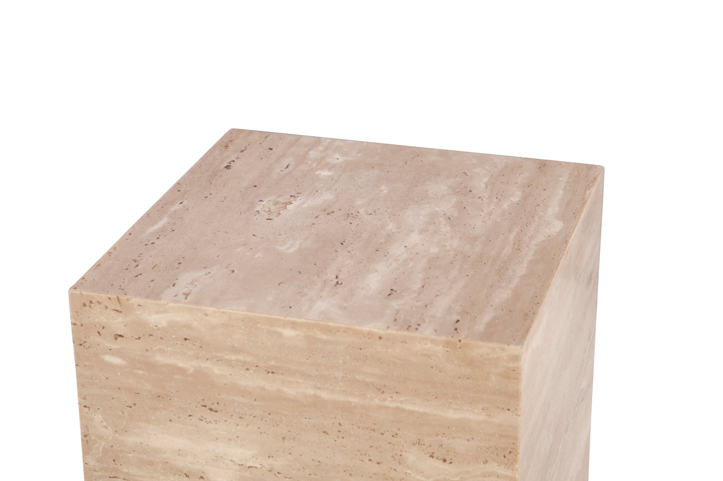 18" Travertine Stone Drum Side Table