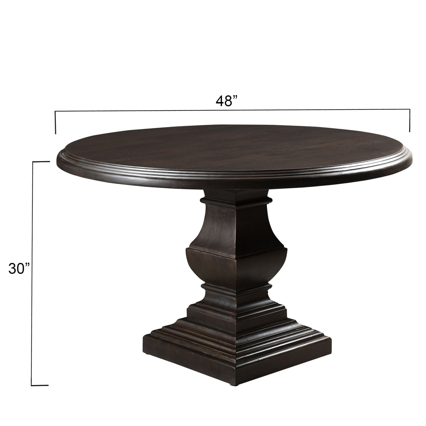 48" Vintage Brown Round Dining Table