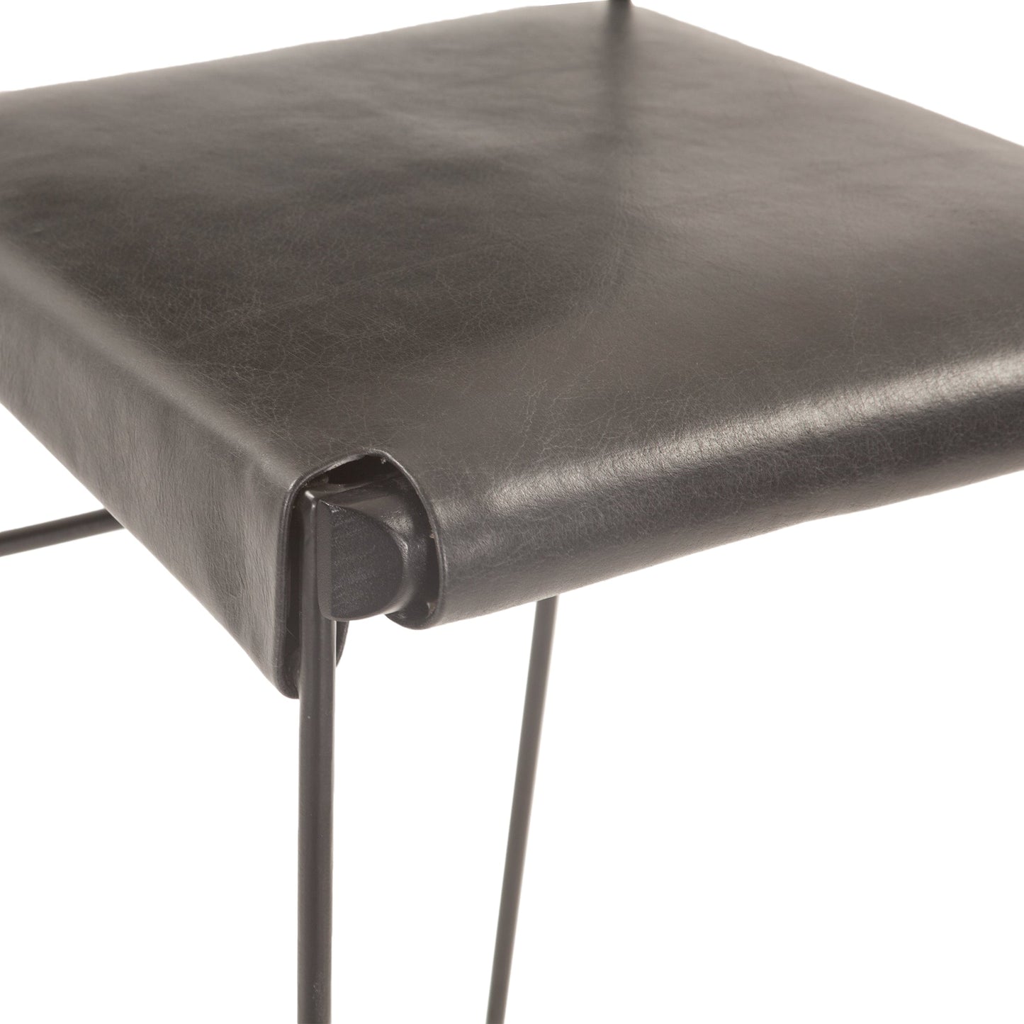 18" Black Buffalo Leather Bar Chair