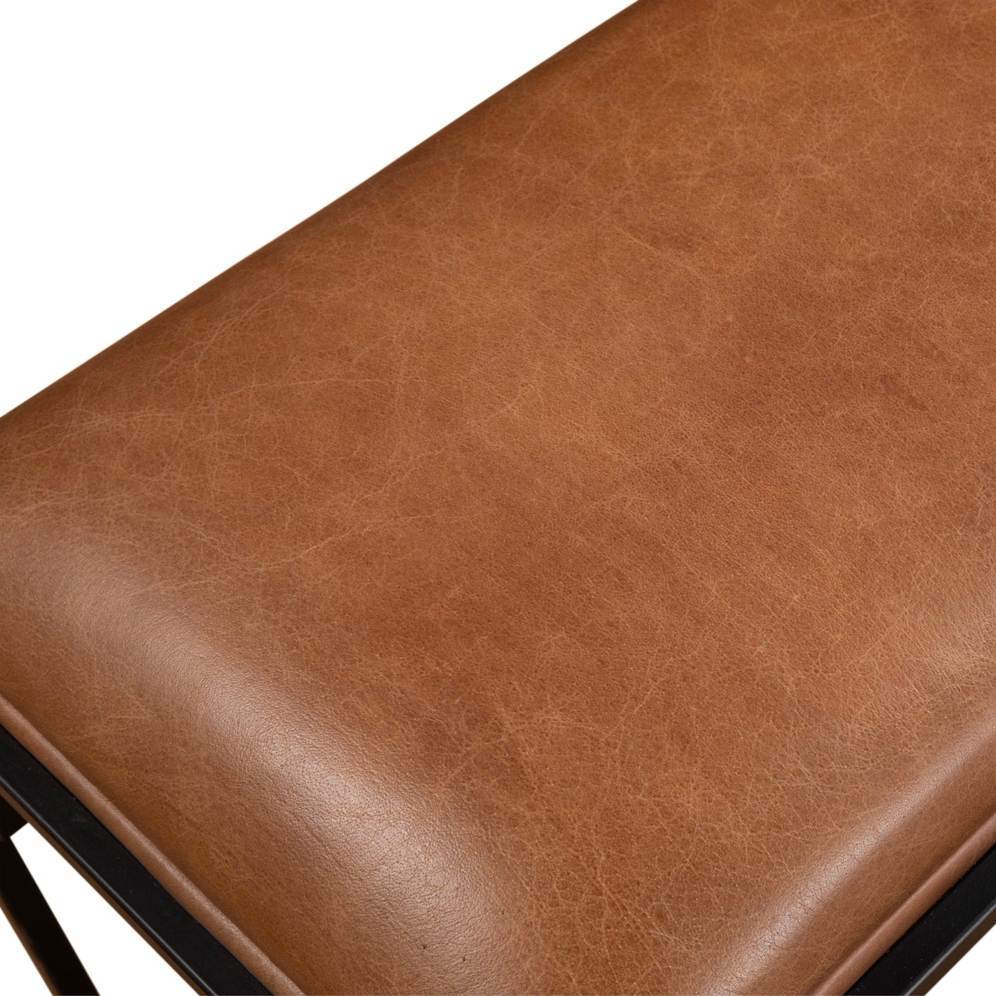 62" Cognac Leather Bench