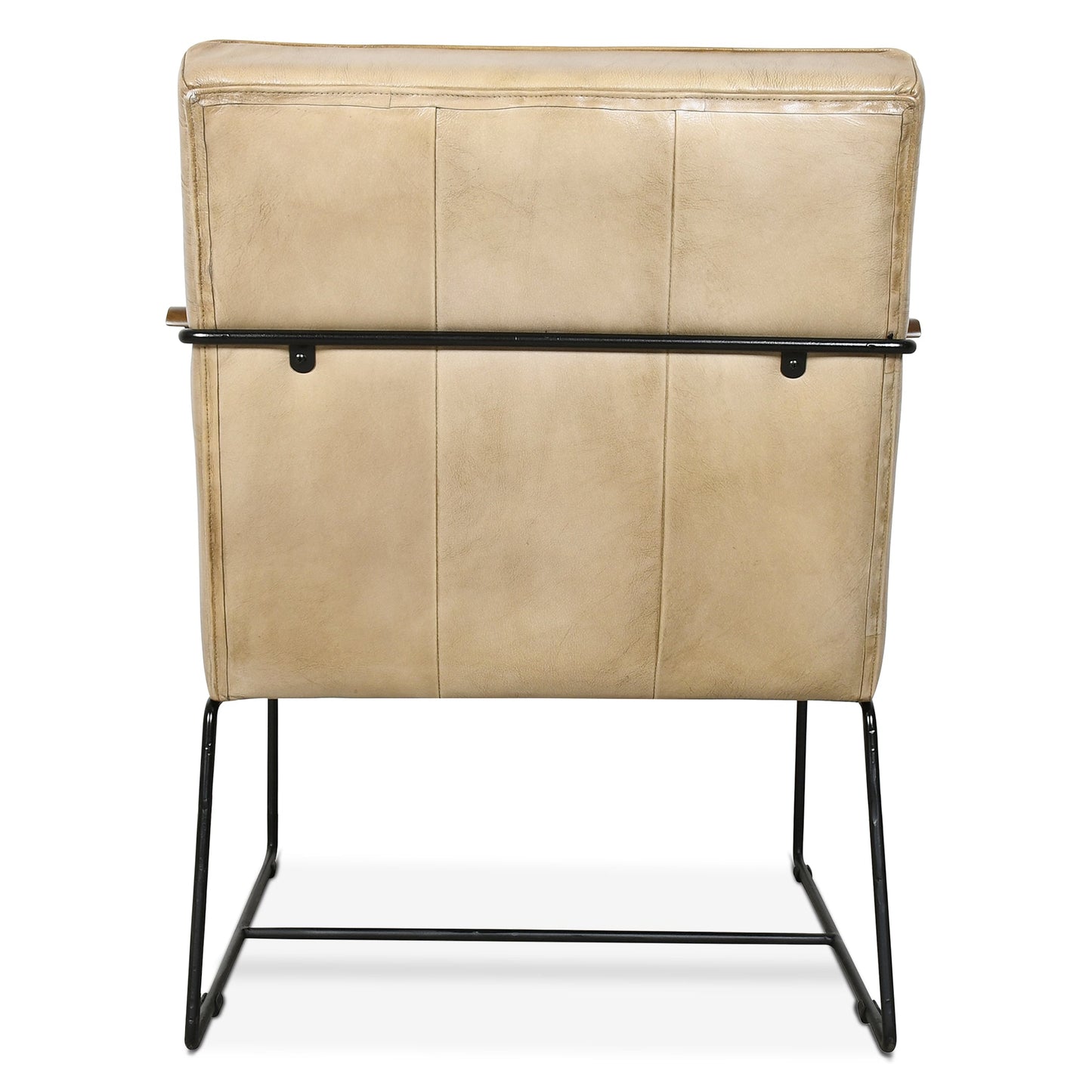 26" Antique Ivory Leather Accent Chair