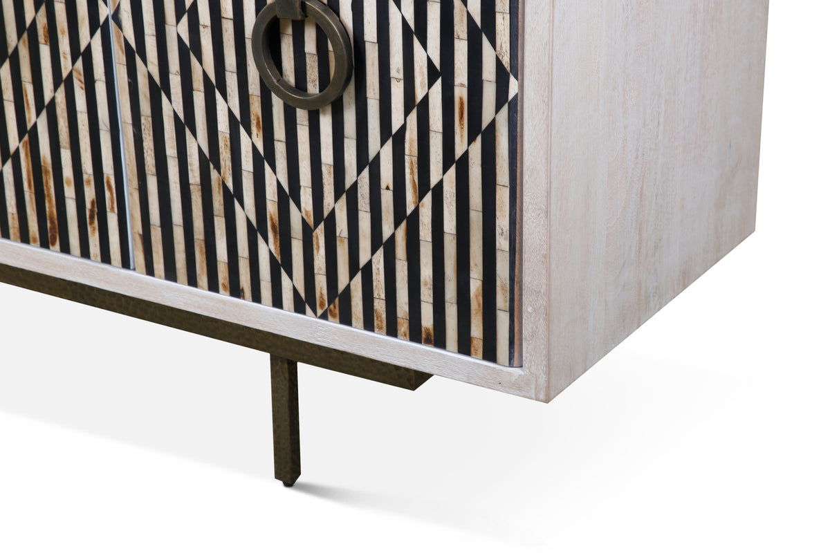 72" Whitewash Mango Wood Sideboard